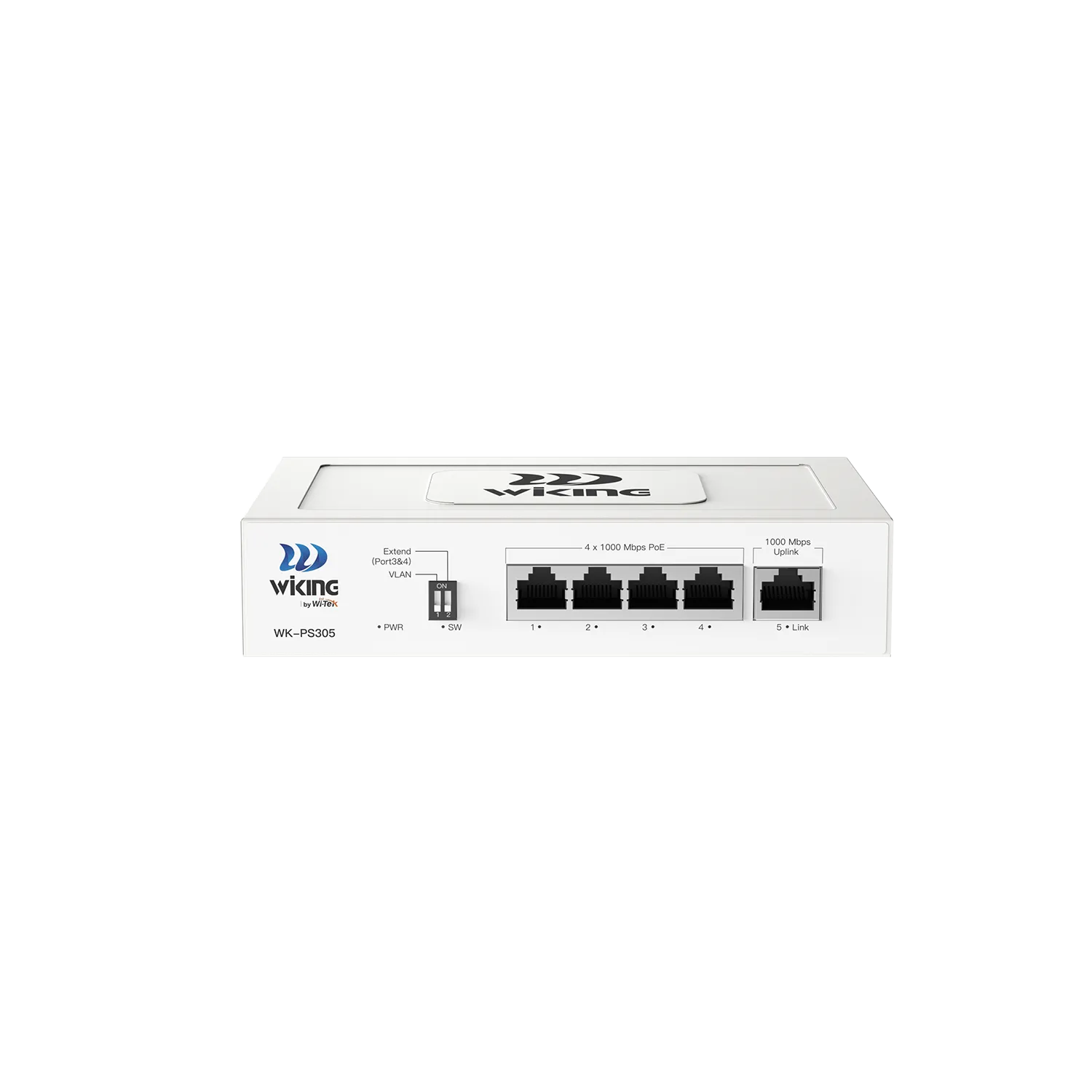 WK-PS305 V2 4* 1000Mbps PoE ports and 1* 1000Mbps RJ45 uplink ports.